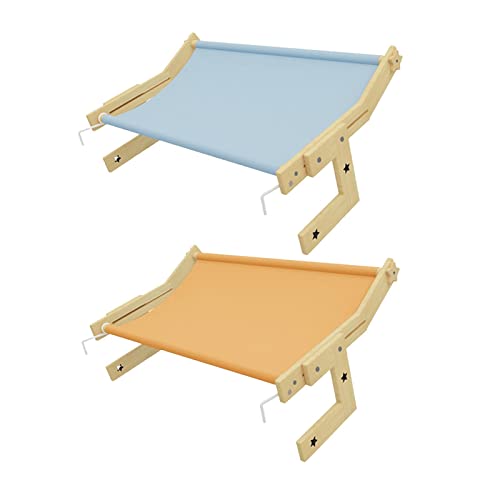 predolo Premium Katzenfensterstangenmatte Duo-Set, Stabiler Rahmen aus Echtholz, Schlafzimmer Kletterstuhl Hängematte, Gelb von predolo