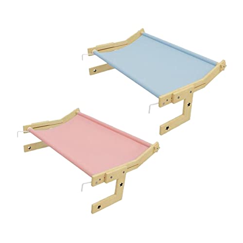 predolo Premium Katzenfensterstangenmatte Duo-Set, Stabiler Rahmen aus Echtholz, Schlafzimmer Kletterstuhl Hängematte, Rosa von predolo