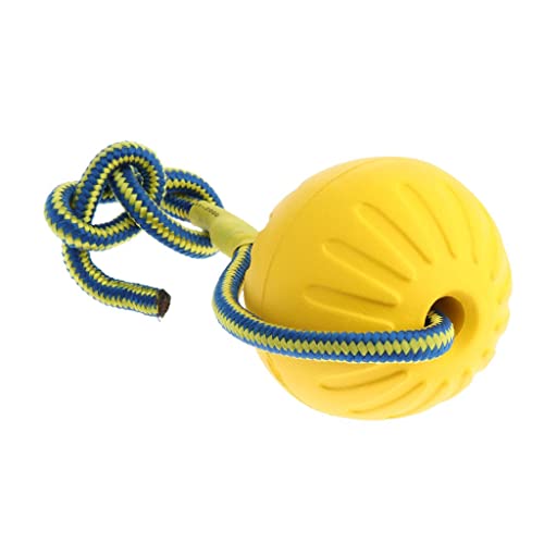 predolo Toy Ball Knot Geflochtenes Baumwollseil Kauspielzeug Fo Ball Tug Ges (mit Seil), Gelb, L von predolo