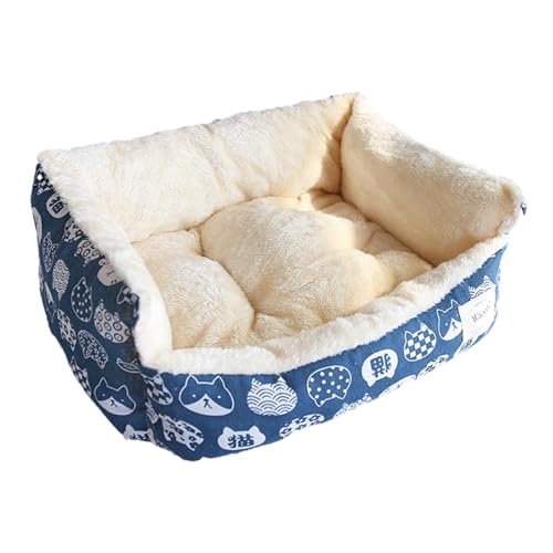 predolo Verdickte Winter Warme Haustier Bett Katze Sofa Surround Warm Halten rutschfeste Unterseite Geschlossene Kleine Tier Bett Hund Katze Bett Sofa, Blau von predolo