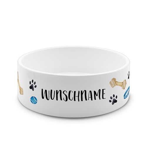 PrintPlanet® - Futternapf mit Name oder Text personalisiert - Für Katzen und kleine Hunde - Napf Hundenapf Katzennapf selbst gestalten - Layout 04 von printplanet