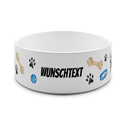 printplanet® - Futternapf mit Name oder Text Bedruckt - Für Hunde - Napf Hundenapf Wassernapf selbst gestalten - Motiv: Tatzen-1 von printplanet