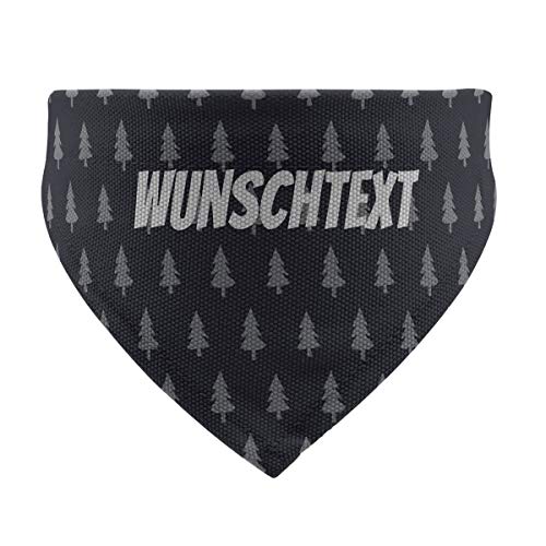 printplanet® - Hundehalstuch mit Name oder Text - Halstuch für Hunde - Layout Bäume Dunkelblau - Größe S von printplanet