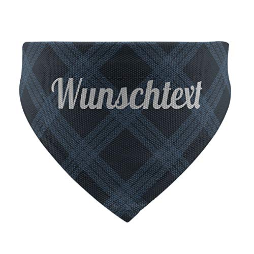 printplanet® - Hundehalstuch mit Name oder Text - Halstuch für Hunde - Layout Karomuster Blau - Größe S von printplanet