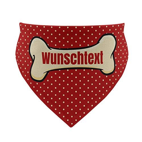 printplanet® - Hundehalstuch mit Name oder Text - Halstuch für Hunde - Layout Knochen - Größe M von printplanet