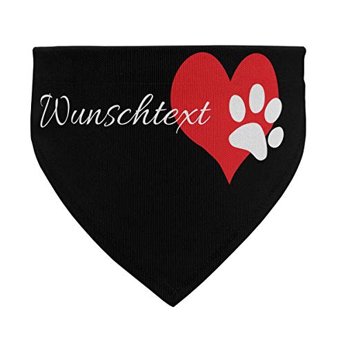 printplanet® - Hundehalstuch mit Name oder Text - Halstuch für Hunde - Layout Pfotenherz - Größe L von printplanet