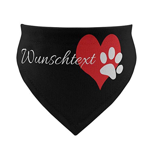 printplanet® - Hundehalstuch mit Name oder Text - Halstuch für Hunde - Layout Pfotenherz - Größe M von printplanet