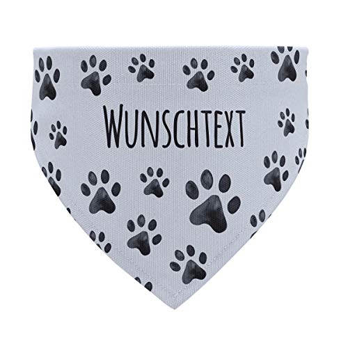 printplanet® - Hundehalstuch mit Name oder Text - Halstuch für Hunde - Layout Pfotenmuster - Größe L von printplanet