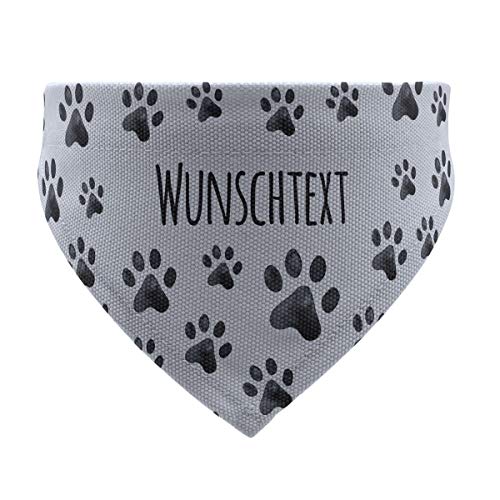 printplanet® - Hundehalstuch mit Name oder Text - Halstuch für Hunde - Layout Pfotenmuster - Größe S von printplanet