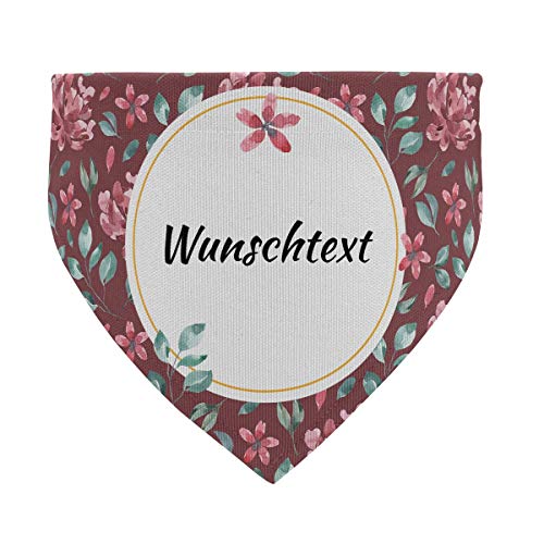 printplanet® - Hundehalstuch mit Name oder Text - Halstuch für Hunde - Layout Vintage Blumenmuster - Größe L von printplanet