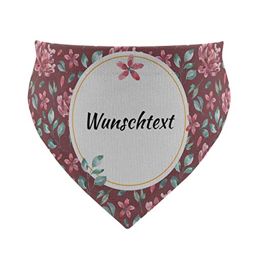 printplanet® - Hundehalstuch mit Name oder Text - Halstuch für Hunde - Layout Vintage Blumenmuster - Größe M von printplanet