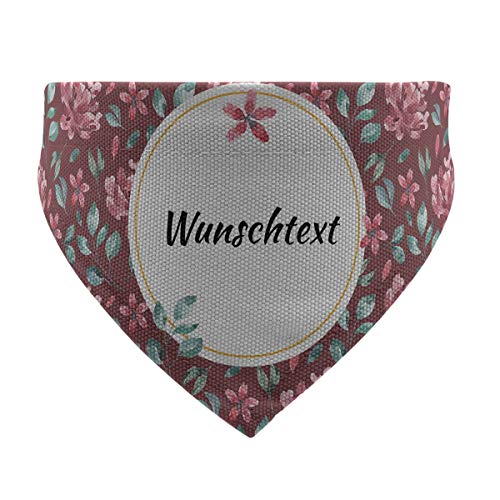 printplanet® - Hundehalstuch mit Name oder Text - Halstuch für Hunde - Layout Vintage Blumenmuster - Größe S von printplanet