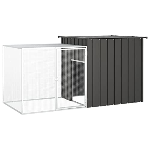 prissent Hühnerkäfig Anthrazit 200 x 91 x 100 cm Stahl verzinkt Hühnerstall für Hühner Outdoor Hühnerhaus Hühnerkäfig All-in-One-Hühnerstall für Hühner von prissent