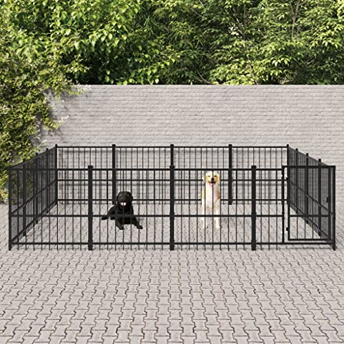 prissent Hundekäfig für den Außenbereich, Schwarz, Kennel Hund, großes Möbelstück für Hunde, Käfig für Hunde, Stahl, Käfig für Hunde, Outdoor, großer Käfig für Hunde, Kennel für Hunde, mittelgroß, 388 von prissent