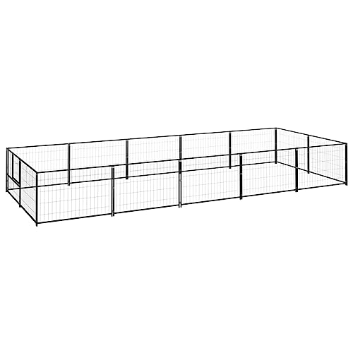 prissent Schwarzer Hundekäfig Kennel für Hund Kennel Hund Großer Zaun aus Metall Mobile für Hunde Kennel Stahl Zwinger Outdoor Zaun Hunde Outdoor Großer Hundekäfig 500 x 200 x 70 cm von prissent