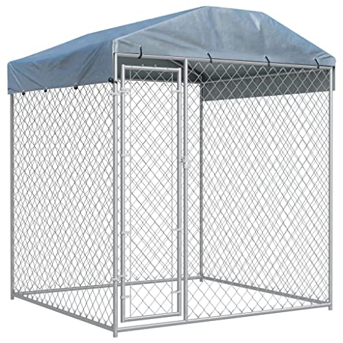 prissent Vielseitige Hundehütte für den Außenbereich Silber Dach Großer Hundekäfig Kennel für Hund Kennel Hund Großer Käfig Hunde Stahl Mobile für Hunde Kennel Stahl Zaun Hunde Outdoor 193 x 193 x 225 von prissent