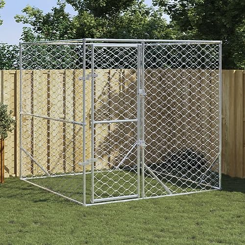 prissent Vielseitige Hundehütte für den Außenbereich Silber Hundegehege Outdoor Großer Hundekäfig für Hunde Mobile für Hunde Hundehütte Outdoor Käfig Stahl Käfig für Hunde im Freien 2 x 2 x 2 m von prissent