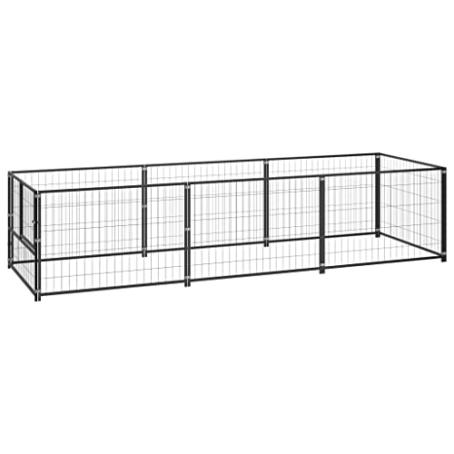 prissent Vielseitiger Hundekäfig Schwarz Kennel Hund Medium Mobile für Hunde Kennel Stahl Zwinger Outdoor Hundegehege Outdoor Käfig Großer Hund Kennel für Hund 300 x 100 x 70 cm von prissent