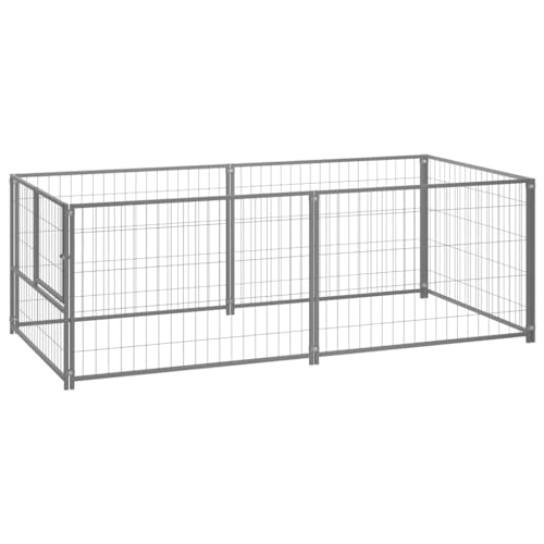 prissent Vielseitiger Hundekäfig Silber Kennel für Hund Kennel Hund Medium Mobile für Hunde Kennel Stahl Zwinger Outdoor Zaun Hunde Outdoor Käfig Groß 200x100x70 cm von prissent