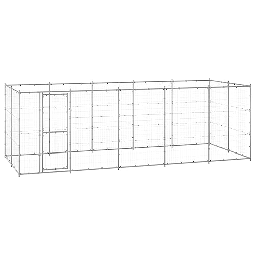 prissent Vielseitiger Hundekäfig für den Außenbereich Silber Kennel Hund Mittel Kennel Hund Groß Mobile für Hunde Käfig Hunde Stahl Zaun Hunde Outdoor Käfig Großer Hund Kennel für Hund 550 x 220 x 180 von prissent