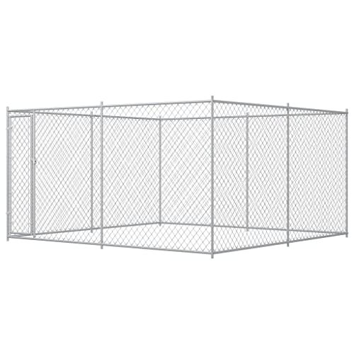 prissent Vielseitiger Hundekäfig für den Außenbereich Silber Kennel für Hunde Mobile für Hunde Hundehütte Outdoor Käfig Stahl Käfig für Hunde im Freien Hundekäfig Outdoor 383 x 383 x 185 cm von prissent