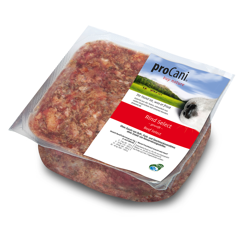 proCani BARF Rind Select mit 10% Obst & Gemüse - 16 x 500 g von proCani