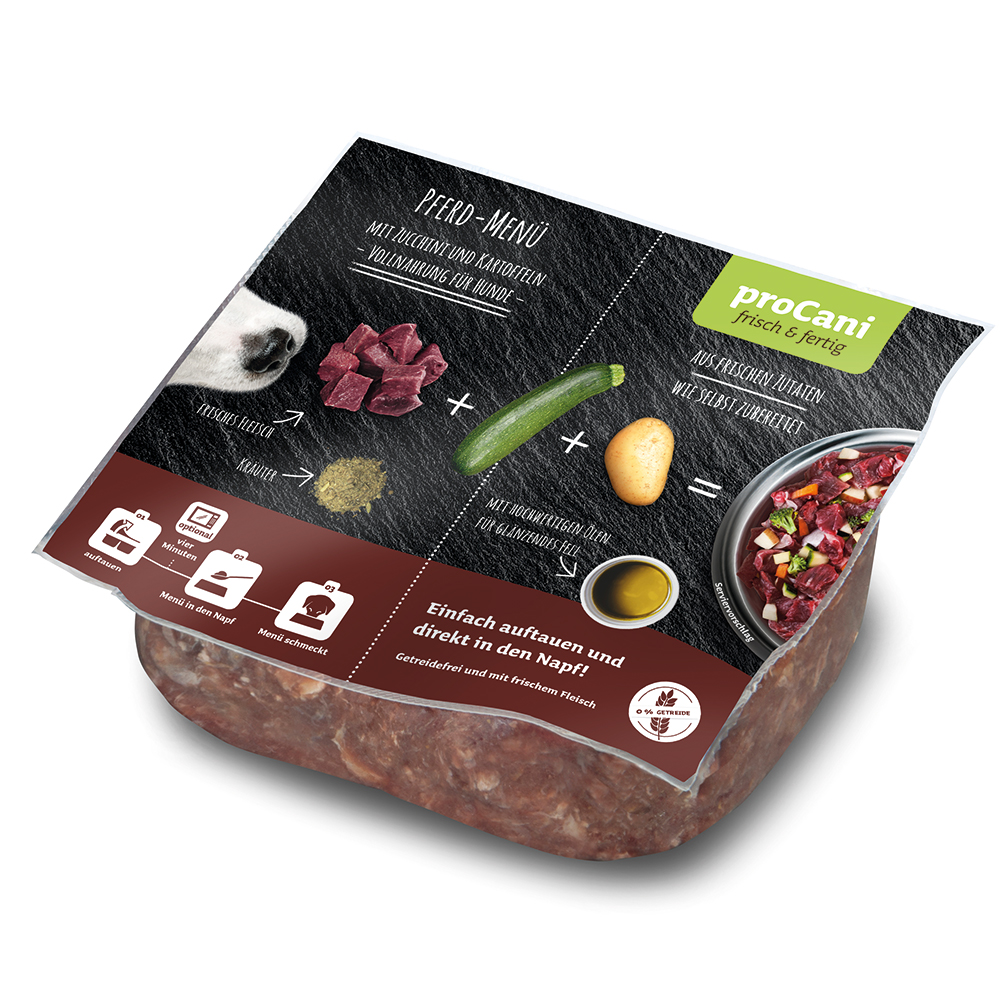 proCani Frisch & Fertig Pferd Menü - 22 x 500 g proCani Frisch & Fertig Pferd Menü - 22 x 500 g von proCani