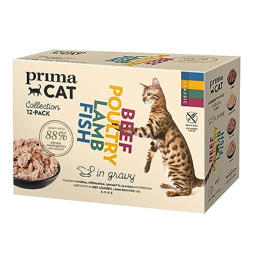 PrimaCat - Klassisches Nassfutter für Katzen, Multipack, Katzenfutter in Bratensoße, 12er-Packung mit je 85 g von prochoice Professional's Choice