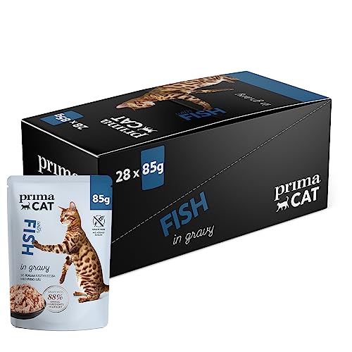 PrimaCat - Klassisches, nahrhaftes Nassfutter für Katzen, Fisch in Bratensoße Katzenfutter, 28er-Packung mit je 85 g von prochoice Professional's Choice