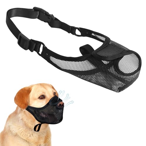 prota Maulkorb für Hund Nylon Mesh Fressschutz Hund, Atmungsaktiv und Bequem Maulkorb Mittlere Hunde, Verstellbarer Hundemaulkorb Mit Verstellbaren Trägern Erhindert Das Beißen Bellen(Schwarz-L) von prota