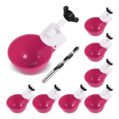 Psarnuk Hühner-Bewässerungsbecher (8 Stück/Purplish Red) – DIY Automatischer großer Hühner-Wasserspender für Enten, Küken, Truthahn, Wachteln, Hasen, Vogel und andere verschiedene Geflügelspender mit von psarnuk