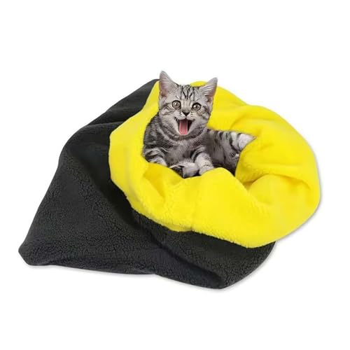 Katzenschlafsack, 2025 Neuer Katzenschlafsack für Katzen im Winter, 360°-Wickel verdickte Katzenbetten für Indoor-Katzen, weich bequem überdachte Katzenbetthöhle für kleine, mittelgroße und große von pulunto