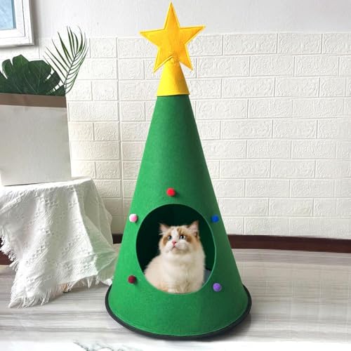 Weihnachten Kratzbaum Turm, Katzenbaum für Innen Große Katzen, Hoher Katzenturm Möbel Weihnachten Katzenbaum Bett, Weihnachtsdekoration Katze Condo Haus Katzenbett Geschenk für Katzen von pulunto