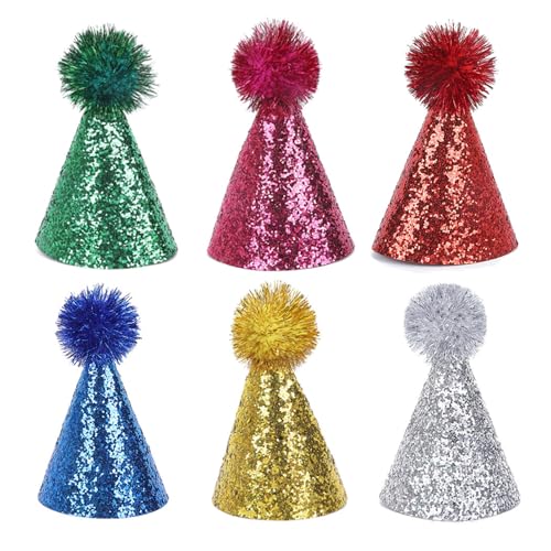 Glitzernde Puder-Pompons, Haustier-Partyhut für Hunde und Katzen, zum Geburtstag, weich, verstellbar, Kostüm-Zubehör, Haustier-Foto-Requisiten, Hut, 6 Stück Glitzernde Puder-Pompons, Haustier-Partyhut für Hunde und Katzen, zum Geburtstag, weich, verstellbar, Kostüm-Zubehör, Haustier-Foto-Requisiten, Hut, 6 Stück von pumpumlia