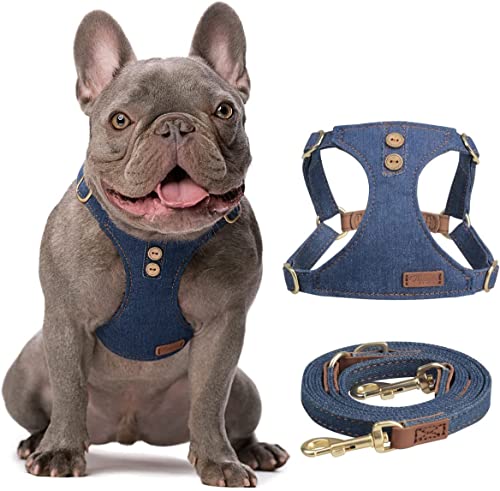 Puppytie Geschirr für kleine Hunde – Multifunktionale Hundeleine, leicht, weich, verstellbar, kein Ersticken, auslaufsicher für Haustiere, Denimblau, XXS, 0,5-3 kg von puppytie