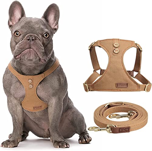 Puppytie Geschirr für kleine Hunde – Multifunktionale Hundeleine, leicht, weich, verstellbar, kein Ersticken, auslaufsicher für Haustiere, Khaki Denim, XXS, 0,5-3 kg von puppytie