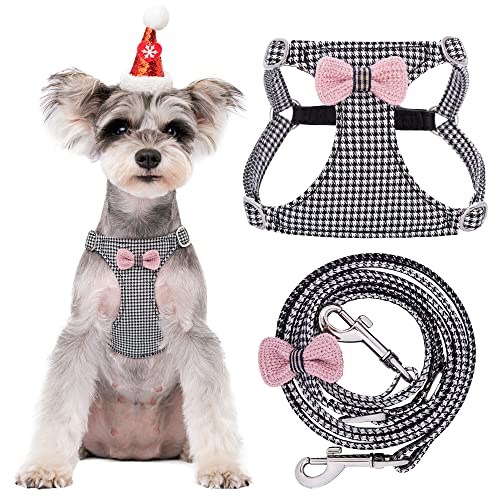 Puppytie Hundegeschirr mit multifunktionaler Hundeleine, leicht, weich, verstellbar, kein Würgen, ausbruchsicher, Haustiergeschirr, Weste, gestrickt, Schwarz-Weiß, Größe S von puppytie