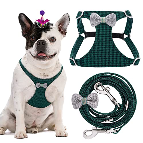 Puppytie Hundegeschirr mit multifunktionaler Hundeleine, weich, verstellbar, kein Würgen, ausbruchsicher, Haustiergeschirr für mittelgroße Hunde, gestrickt, Grün, Größe M von puppytie