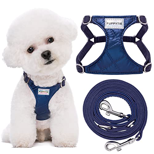 Puppytie No Pull xs Dog Harness with Multifunction Dog Leash,Soft Adjustable No Choke Escape Proof Pet Harness Vest,Glossy Sapphire Blue,XXS von puppytie