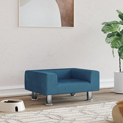 puraday Hundebett Blau 50x40x26,5 cm Samt Hundesofa Hundebetten Katzenbett Bequeme Haustierbett Katzensofa Stilvolles Design Kann Im Wohnzimmer Oder Schlafzimmer Platziert Werden von puraday