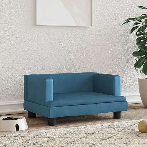 puraday Hundebett Blau 60x40x30 cm Samt katzensofa Hundesofa Katzenbett Dog Bed Cat Bed Bequeme Haustierbett Stilvolles Design Kann Im Wohnzimmer Oder Schlafzimmer Platziert Werden von puraday