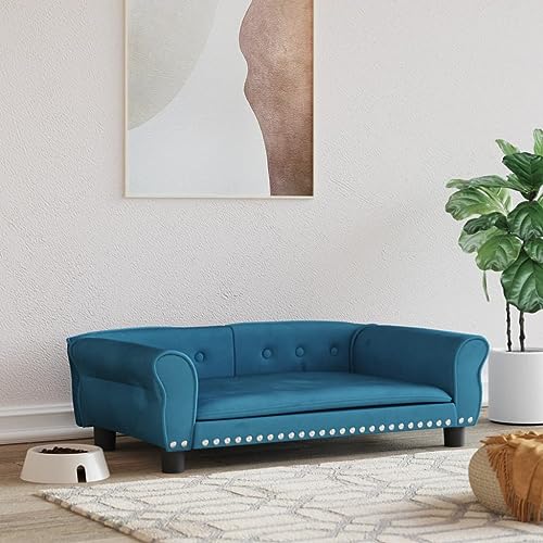 puraday Hundebett Blau 95x55x30 cm Samt Hundesofa katzensofa Katzenbett Dog Bed Cat Bed Bequeme Haustierbett Hundebett Samt Kann Im Wohnzimmer Oder Schlafzimmer Platziert Werden Stilvolles Design von puraday