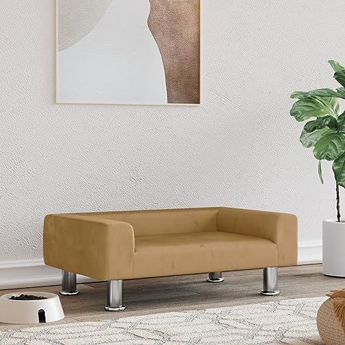 puraday Hundebett Braun 70x45x26,5 cm Samt Hundesofa Hundebetten Katzenbett Bequeme Haustierbett Katzensofa Stilvolles Design Kann Im Wohnzimmer Oder Schlafzimmer Platziert Werden von puraday