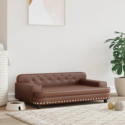 puraday Hundebett Braun 90x53x30 cm Kunstleder katzensofa Hundesofa Katzenbett Dog Bed Cat Bed Bequeme Haustierbett Stilvolles Design Kann Im Wohnzimmer Oder Schlafzimmer Platziert Werden von puraday