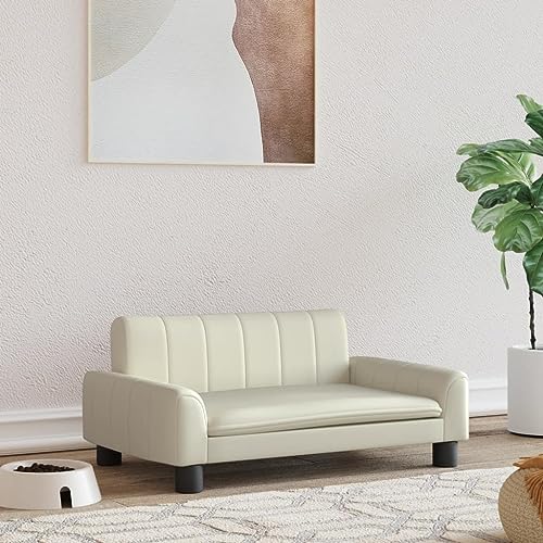 puraday Hundebett Creme 70x45x30 cm Kunstleder katzensofa Hundesofa Katzenbett Dog Bed Cat Bed Bequeme Haustierbett Stilvolles Design Kann Im Wohnzimmer Oder Schlafzimmer Platziert Werden von puraday