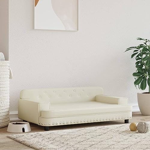 puraday Hundebett Creme 90x53x30 cm Kunstleder katzensofa Hundesofa Katzenbett Dog Bed Cat Bed Bequeme Haustierbett Stilvolles Design Kann Im Wohnzimmer Oder Schlafzimmer Platziert Werden von puraday