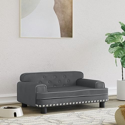 puraday Hundebett Dunkelgrau 70x45x30 cm Samt Hundesofa Hundebetten Katzenbett Bequeme Haustierbett Katzensofa Stilvolles Design Kann Im Wohnzimmer Oder Schlafzimmer Platziert Werden von puraday