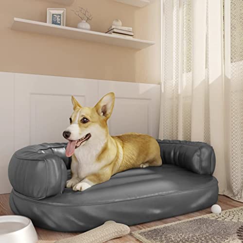 puraday Hundebett Ergonomisch Schaumstoff Grau 88x65 cm Kunstleder Hundesofa katzensofa Katzenbett Dog Bed Cat Bed Bequeme Haustierbett Hundebett Kunstleder Geeignet für den Innenbereich von puraday