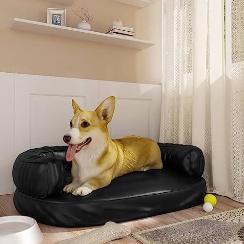 puraday Hundebett Ergonomisch Schaumstoff Schwarz 75x53 cm Kunstleder Hundesofa katzensofa Katzenbett Dog Bed Cat Bed Bequeme Haustierbett Hundebett Kunstleder Geeignet für den Innenbereich von puraday