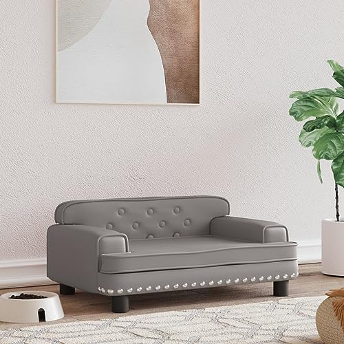 puraday Hundebett Grau 70x45x30 cm Kunstleder Hundesofa Hundebetten Katzenbett Bequeme Haustierbett Katzensofa Stilvolles Design Kann Im Wohnzimmer Oder Schlafzimmer Platziert Werden von puraday